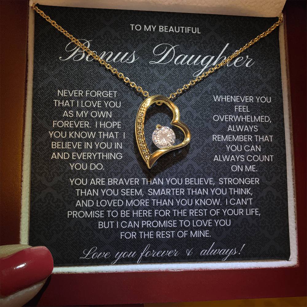 To My Bonus Daughter Forever Love Necklace Gift
