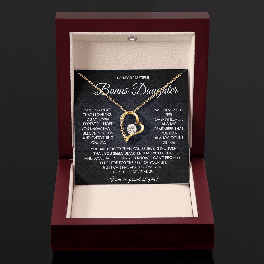 To My Bonus Daughter Forever Love Necklace Gift