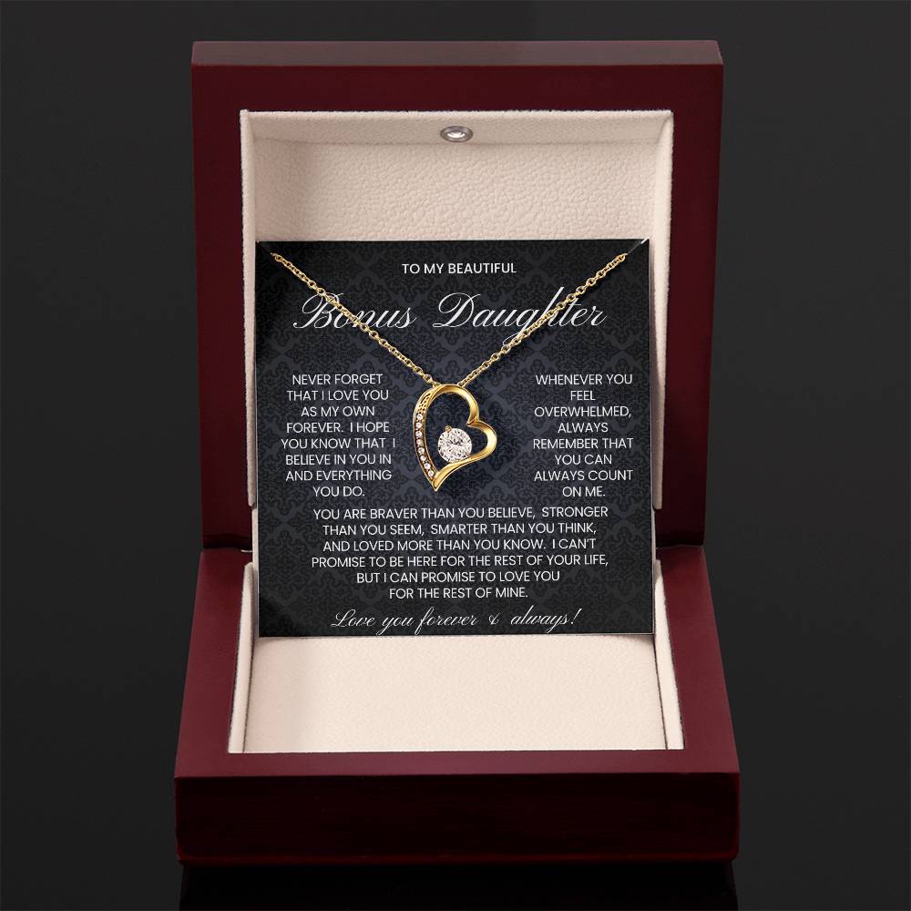 To My Bonus Daughter Forever Love Necklace Gift