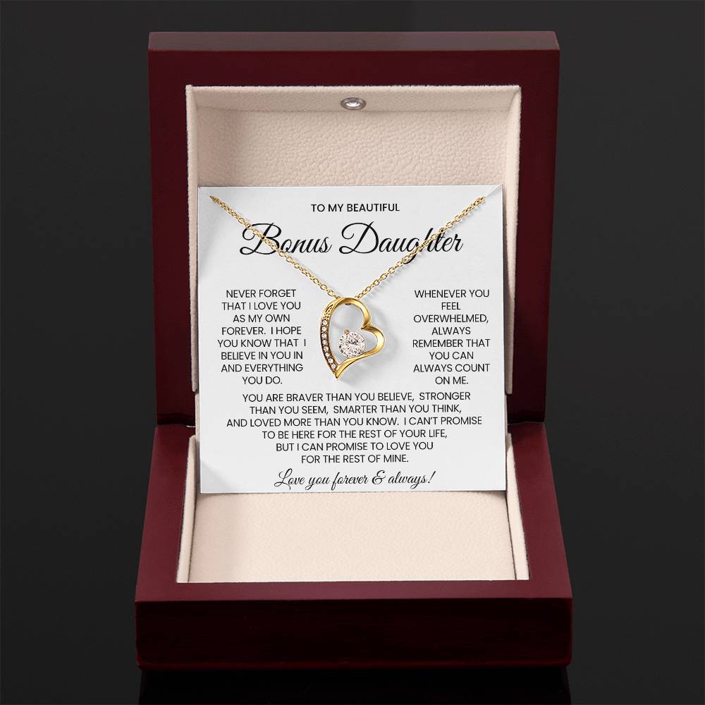 To My Bonus Daughter Forever Love Necklace Gift