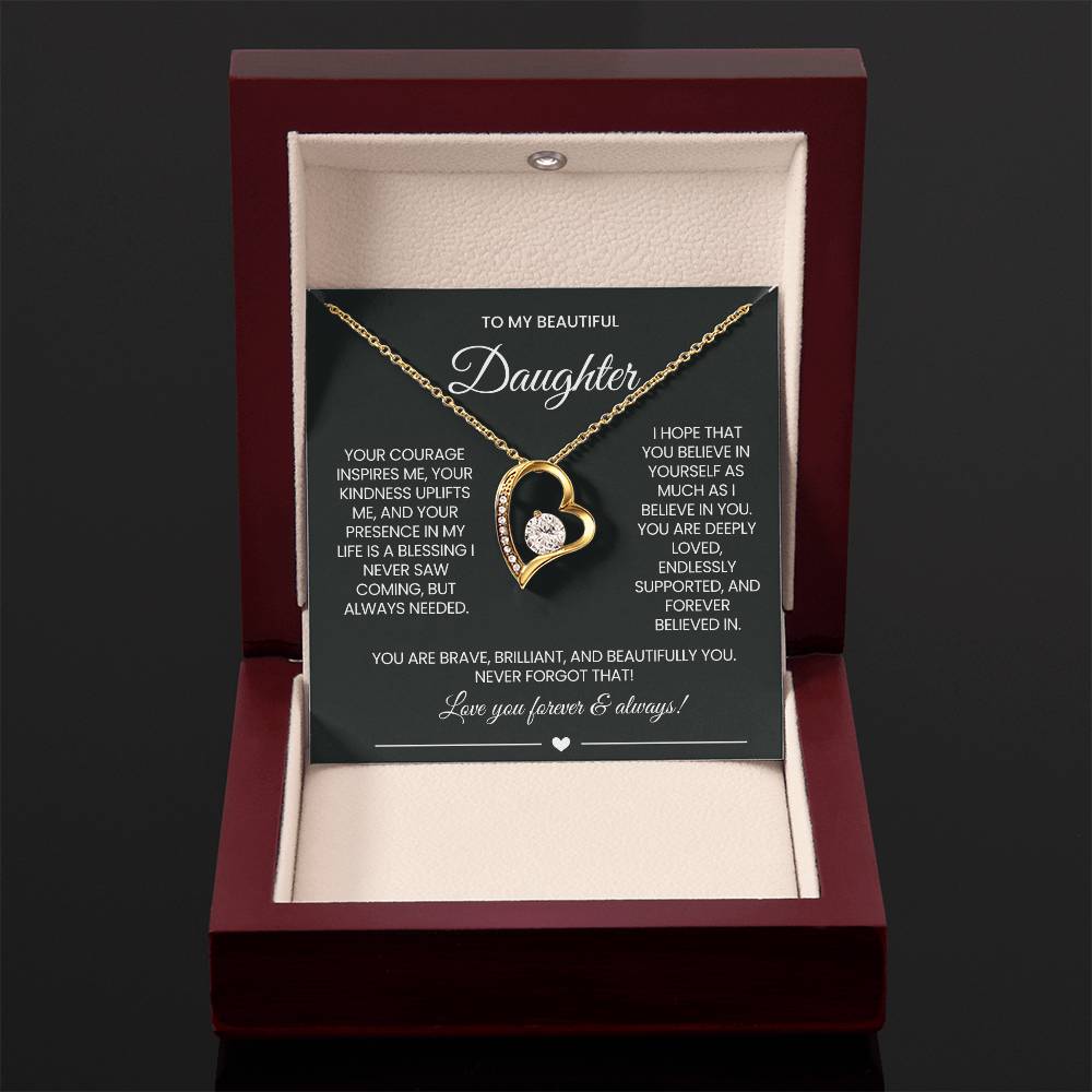 To My Daughter Forever Love Necklace Gift