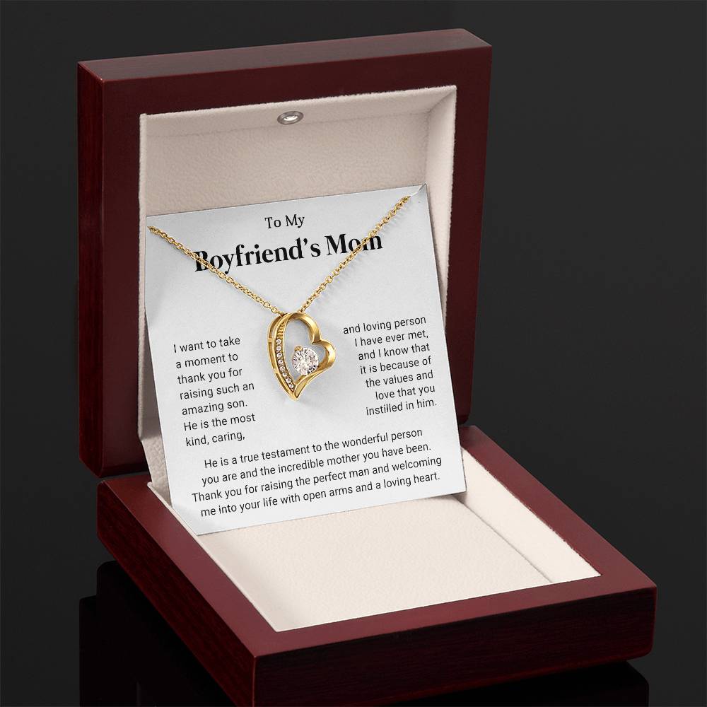 To My Boyfriends Mom Heart Necklace Gift