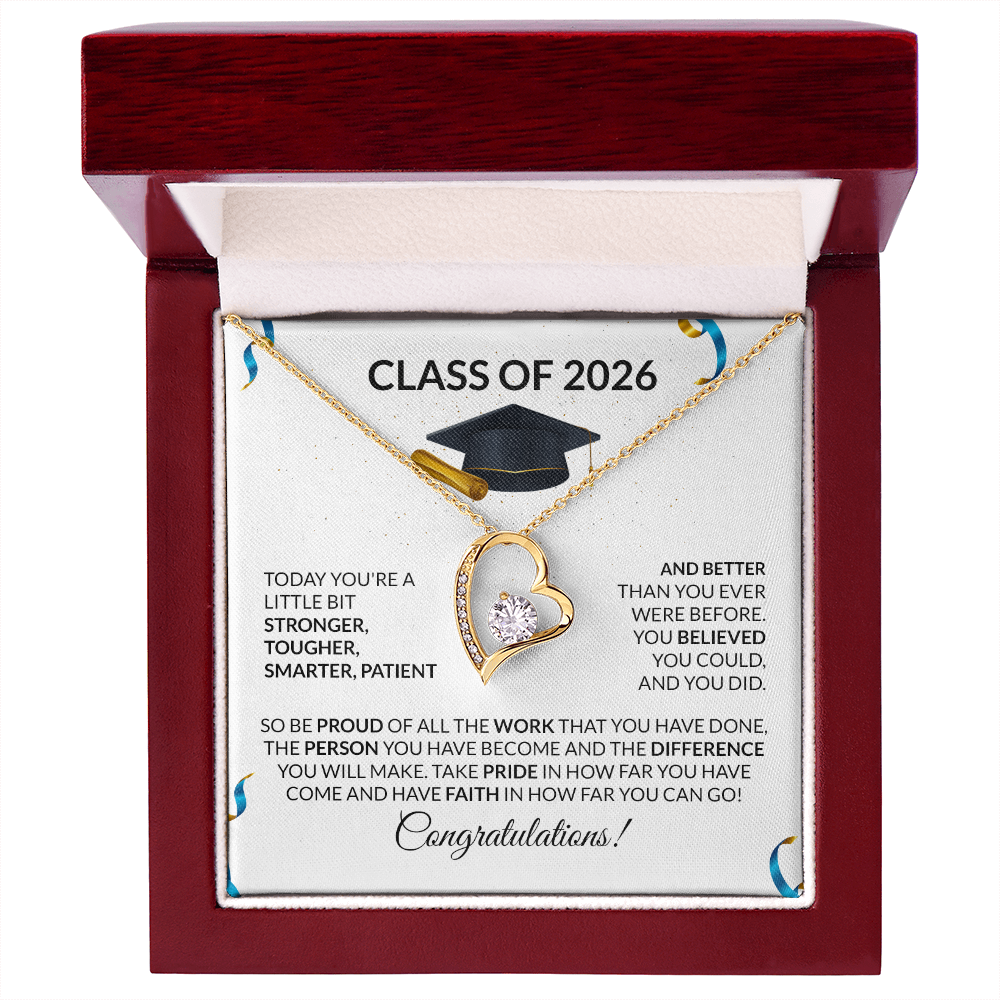 Class of 2026 Graduation Heart Necklace Gift
