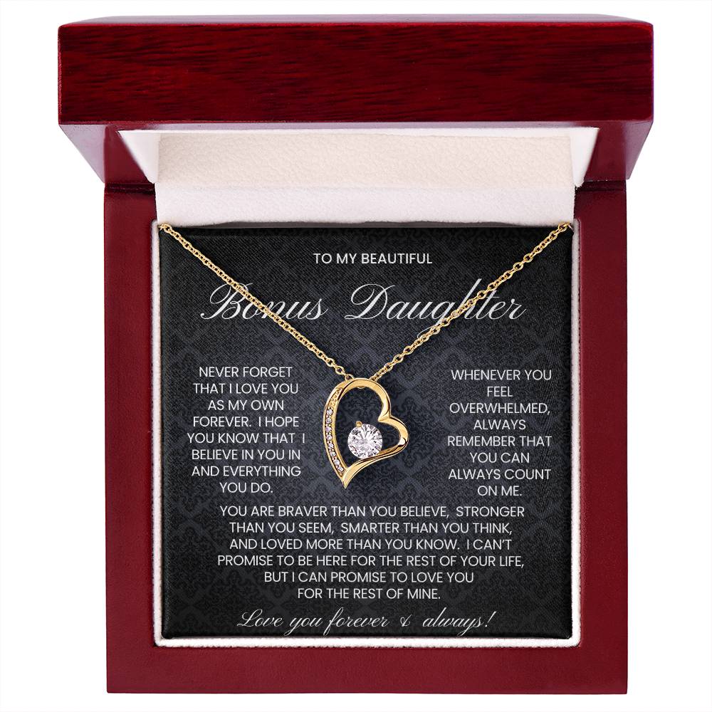 To My Bonus Daughter Forever Love Necklace Gift