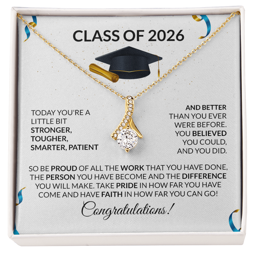 Class of 2026 Graduation Petite Ribbon Necklace Gift