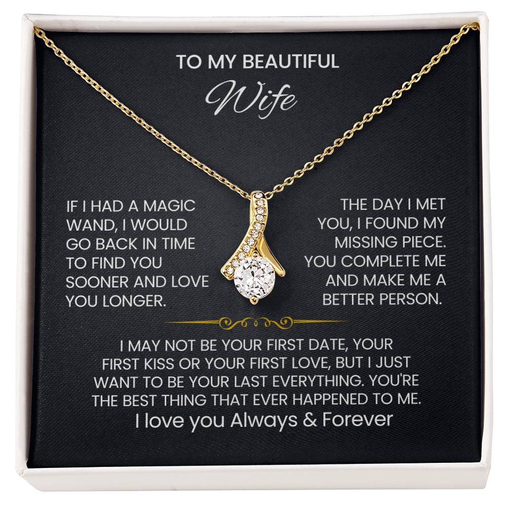 Wife Petite Ribbon Necklace