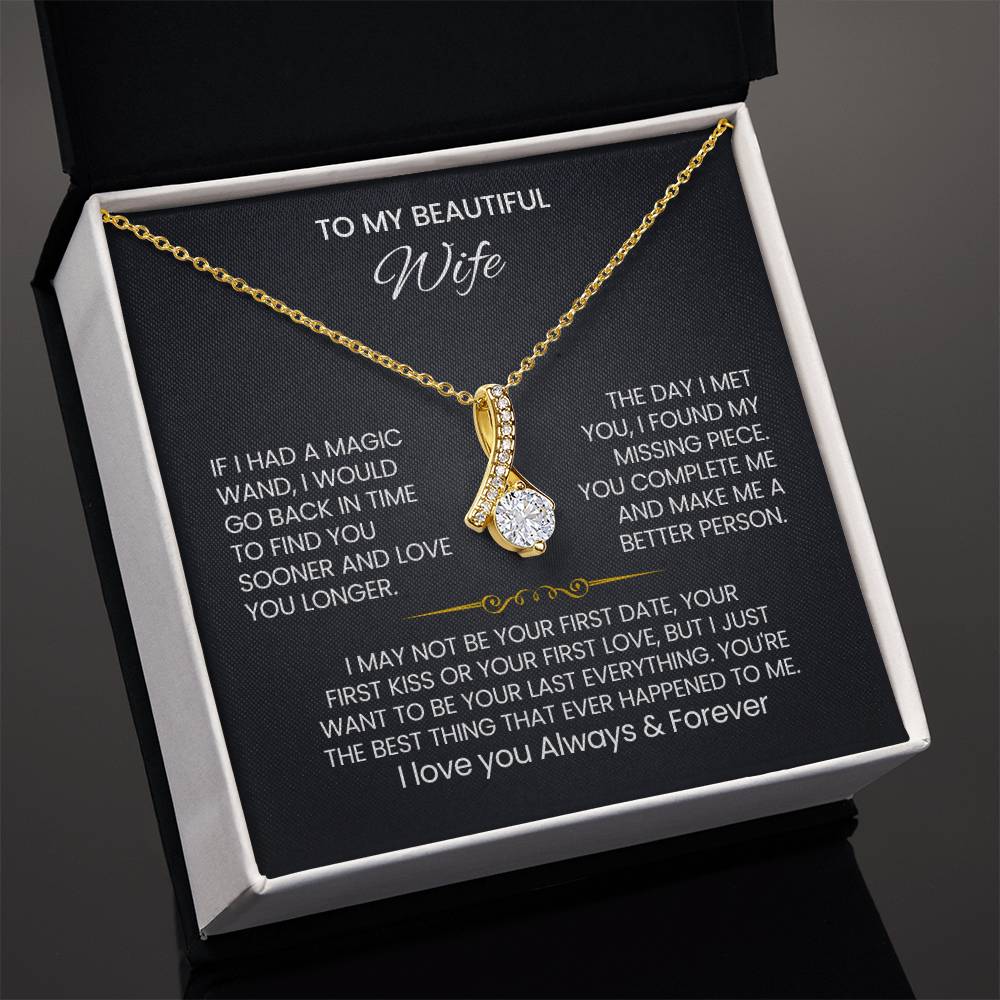 Wife Petite Ribbon Necklace