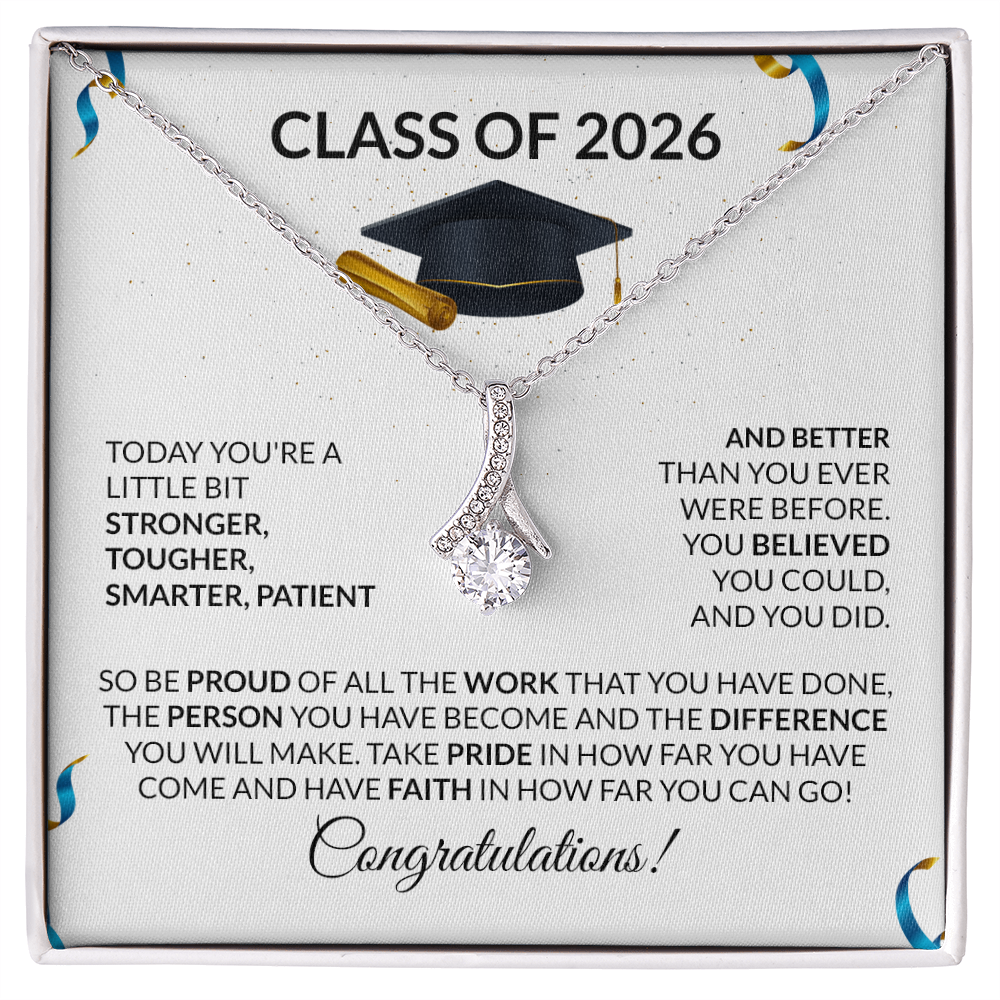 Class of 2026 Graduation Petite Ribbon Necklace Gift