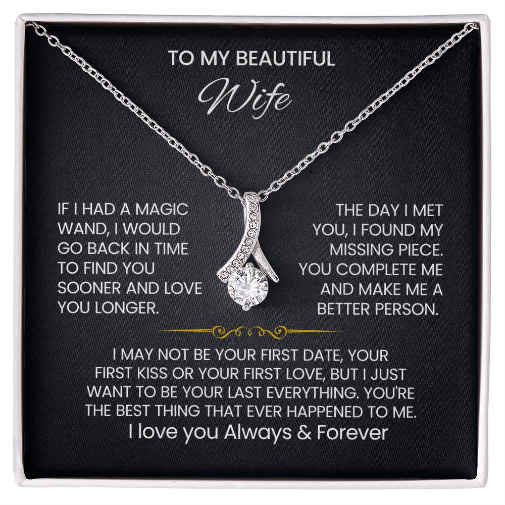 Wife Petite Ribbon Necklace