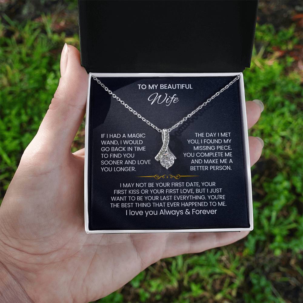Wife Petite Ribbon Necklace