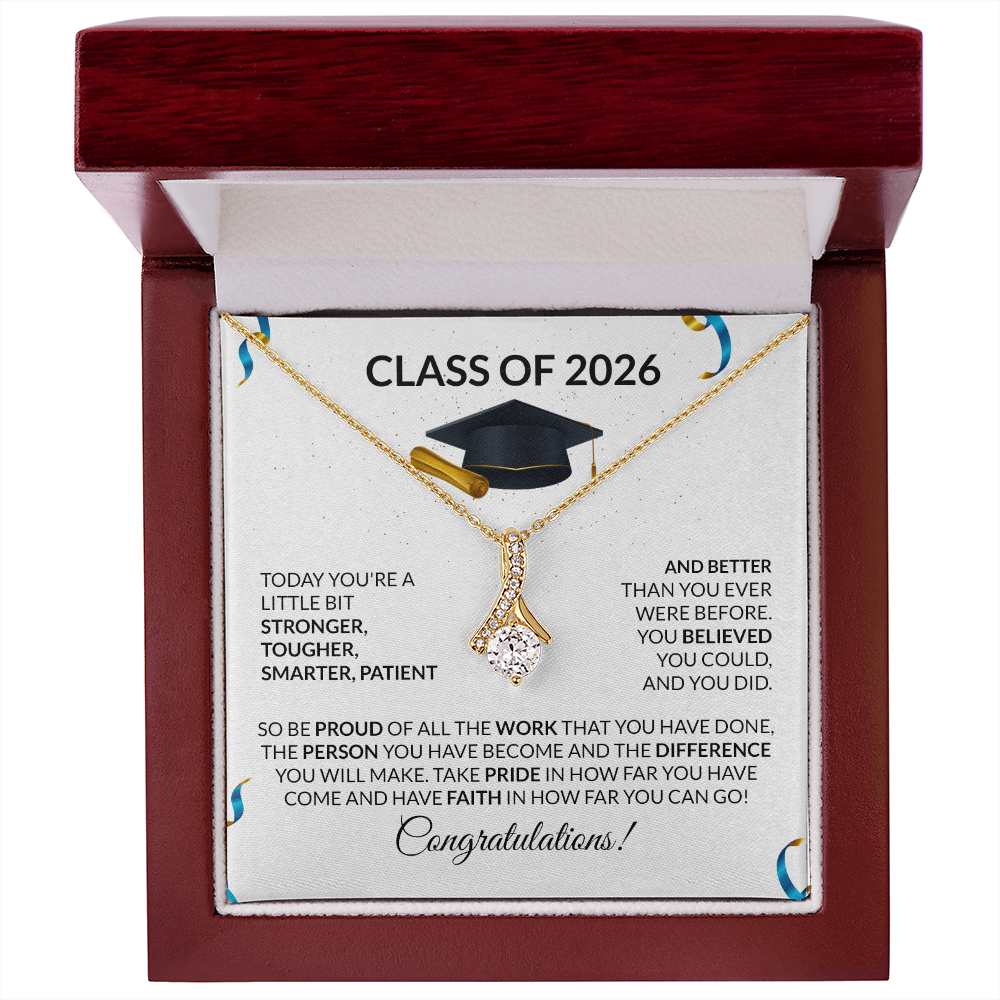 Class of 2026 Graduation Petite Ribbon Necklace Gift