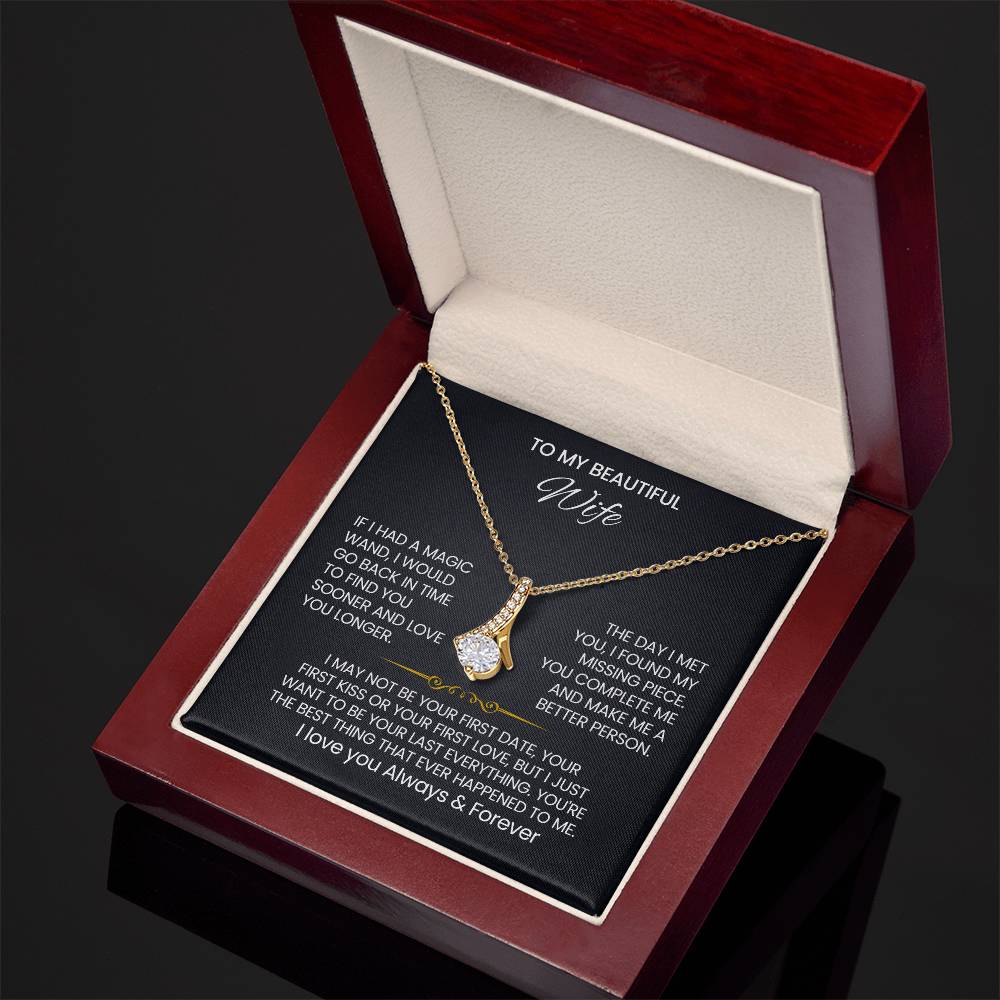 Wife Petite Ribbon Necklace