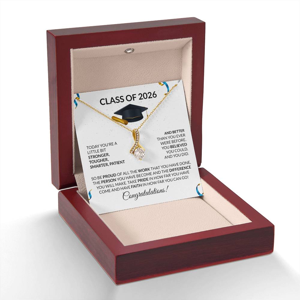 Class of 2026 Graduation Petite Ribbon Necklace Gift