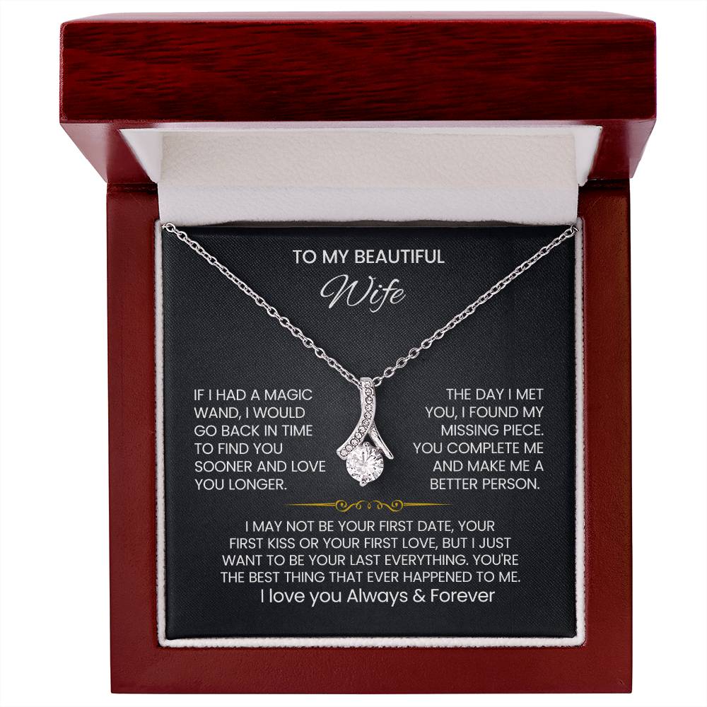 Wife Petite Ribbon Necklace