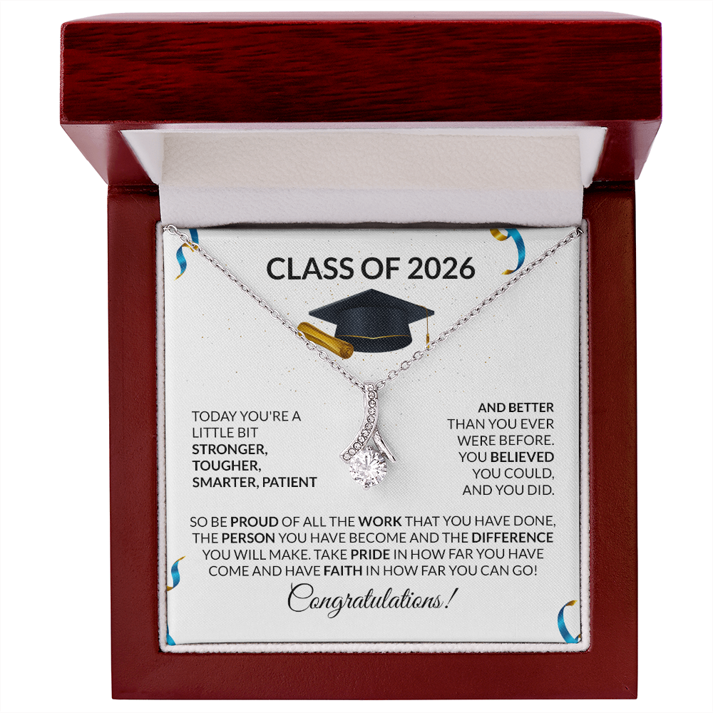 Class of 2026 Graduation Petite Ribbon Necklace Gift