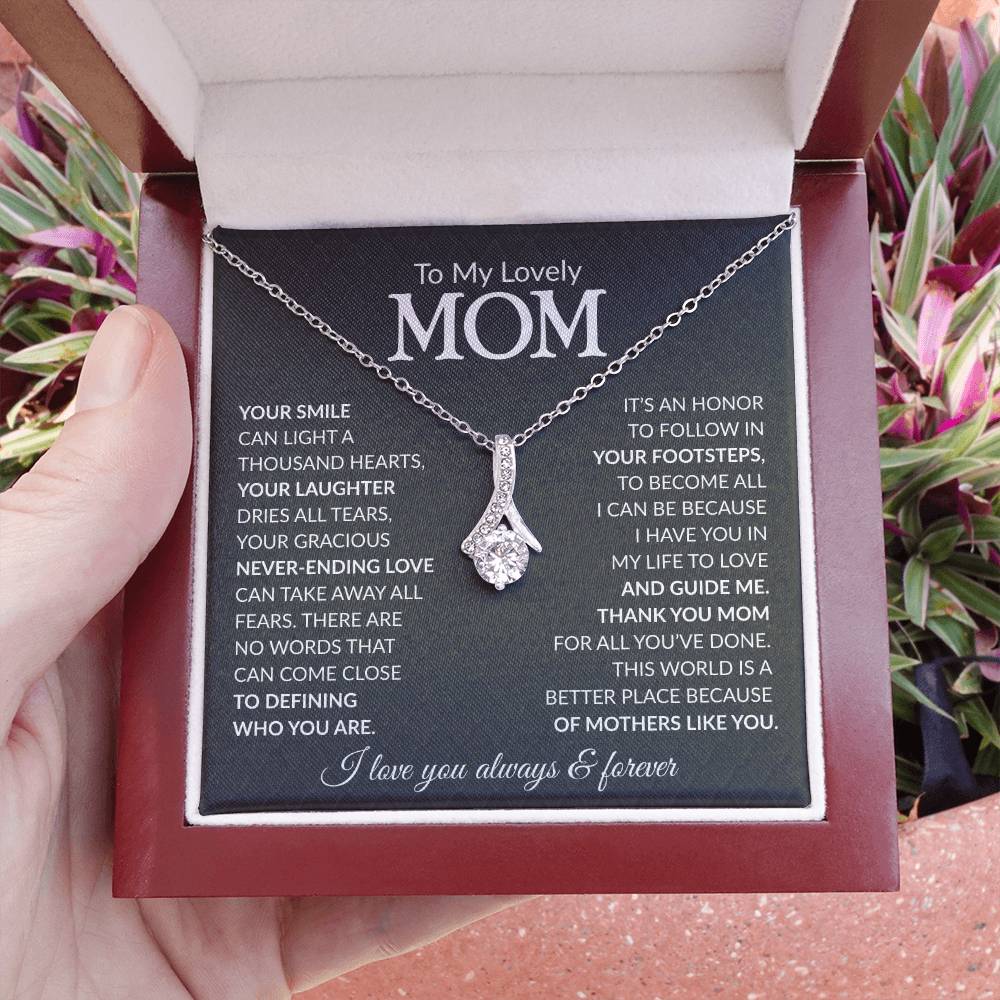 Mom Petite Ribbon Necklace Gift