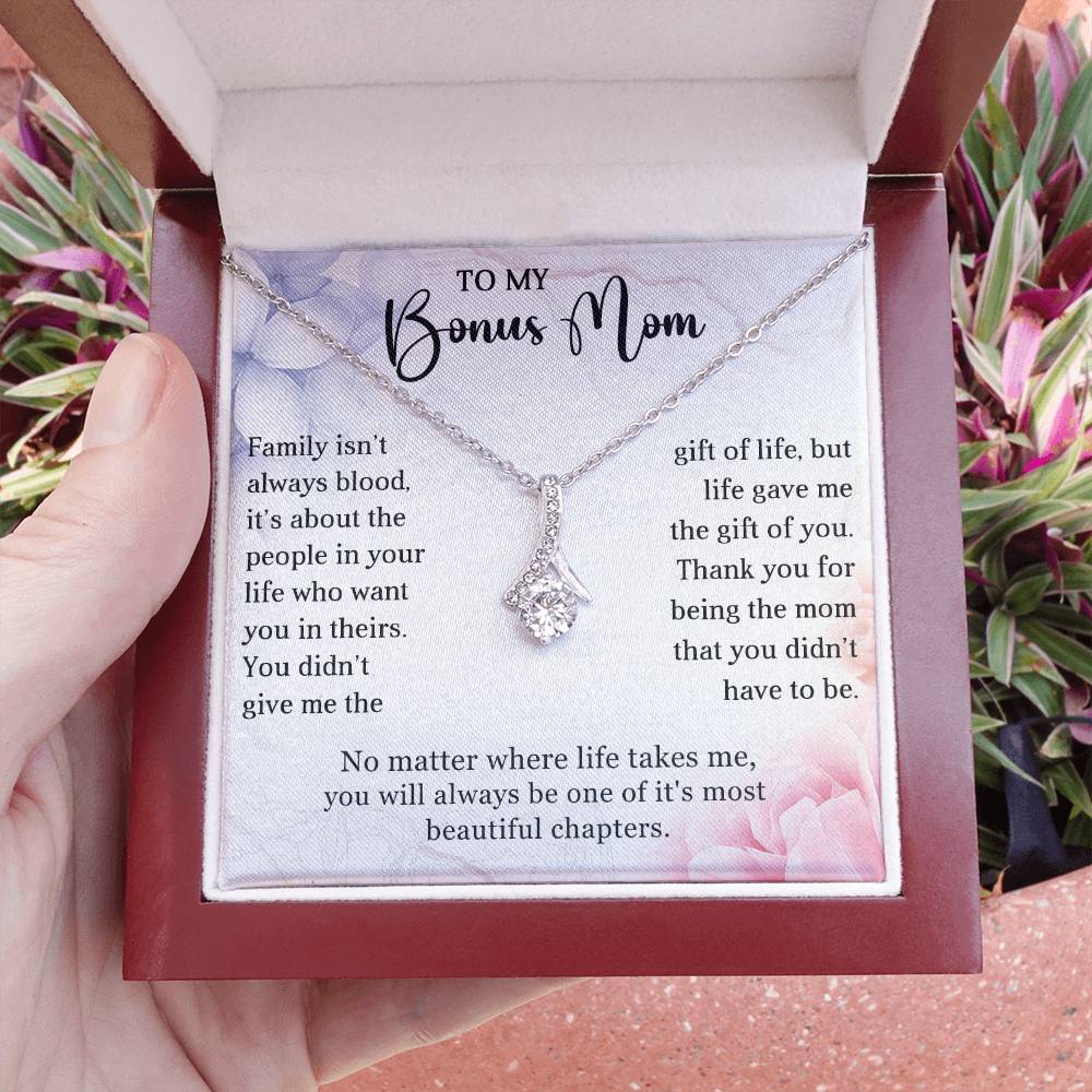 Bonus Mom Petite Ribbon Necklace