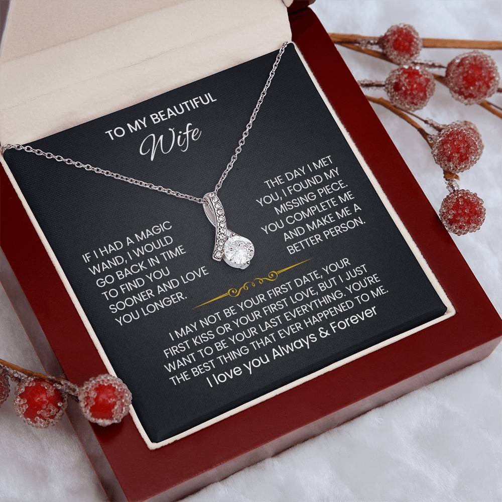 Wife Petite Ribbon Necklace