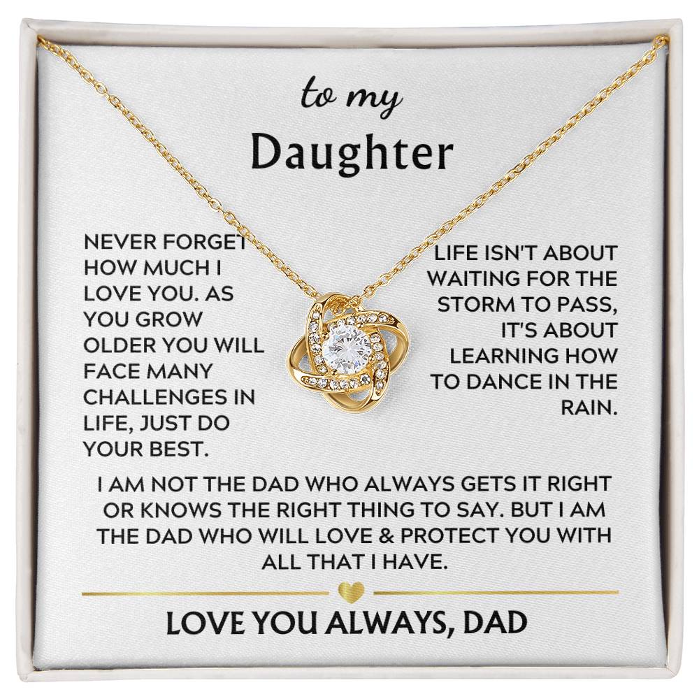 To Daughter from Dad Love Knot Necklace Gift