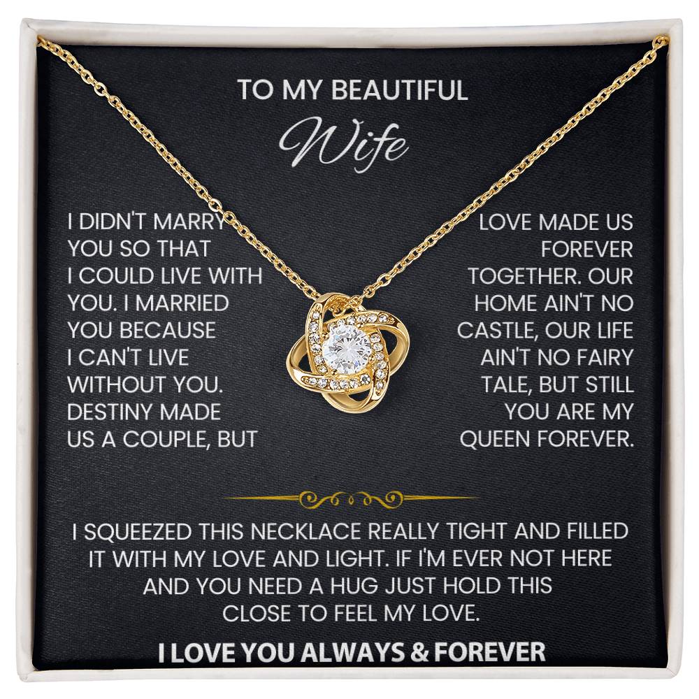 To My Beautiful Wife Love Knot Necklace
