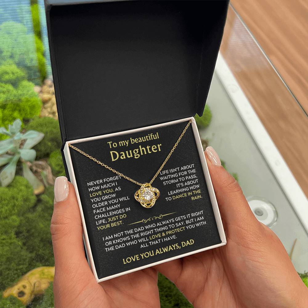 Dad to Daughter Love Knot Necklace Gift