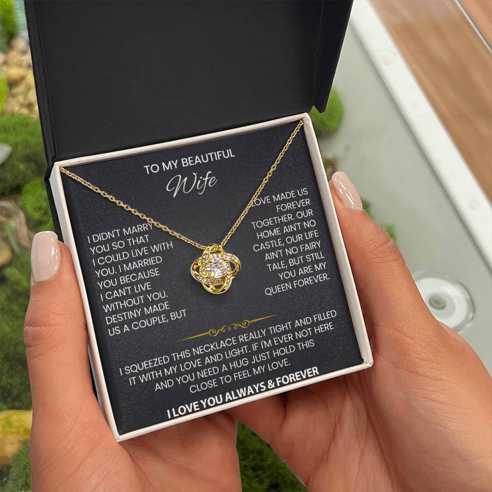 To My Beautiful Wife Love Knot Necklace