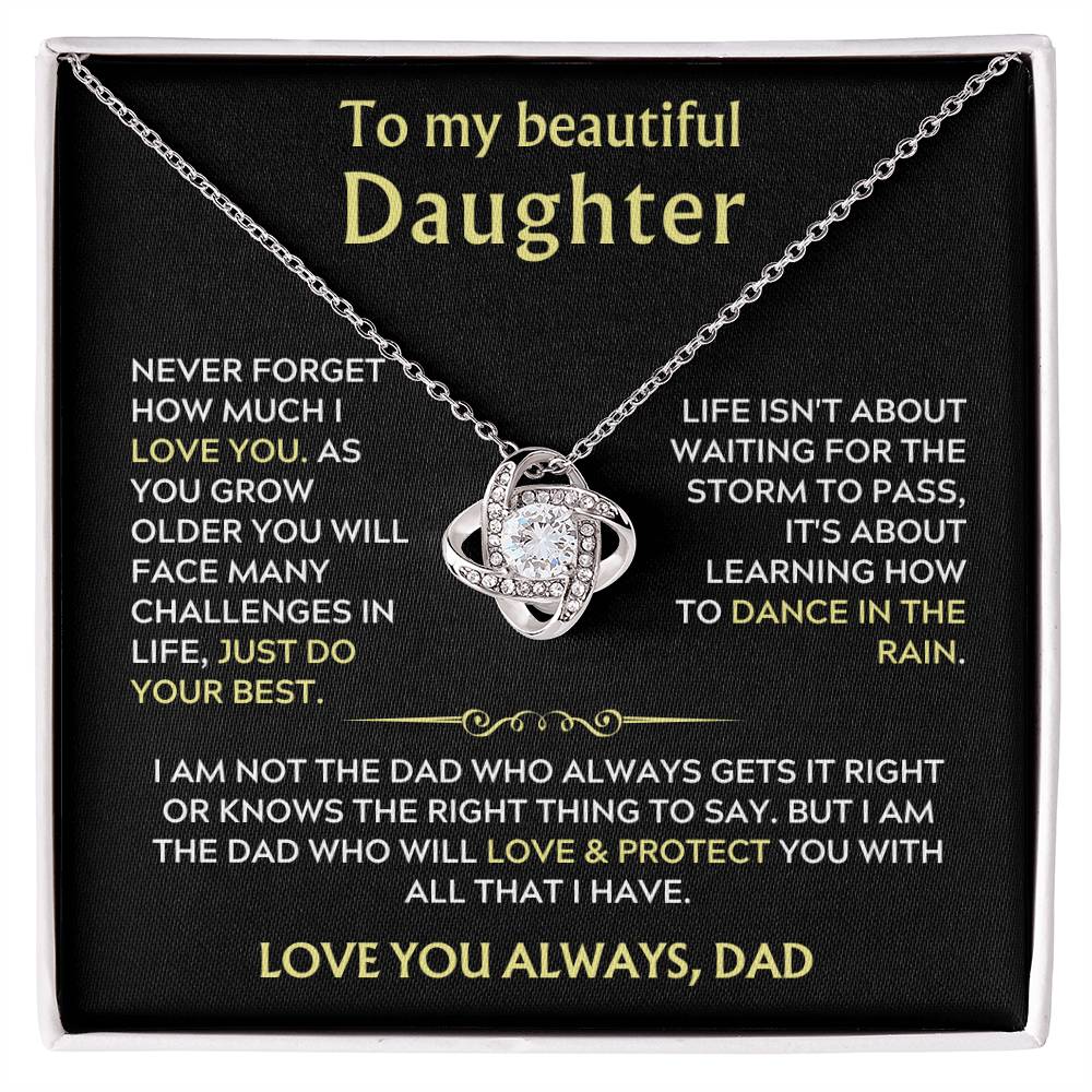 Dad to Daughter Love Knot Necklace Gift