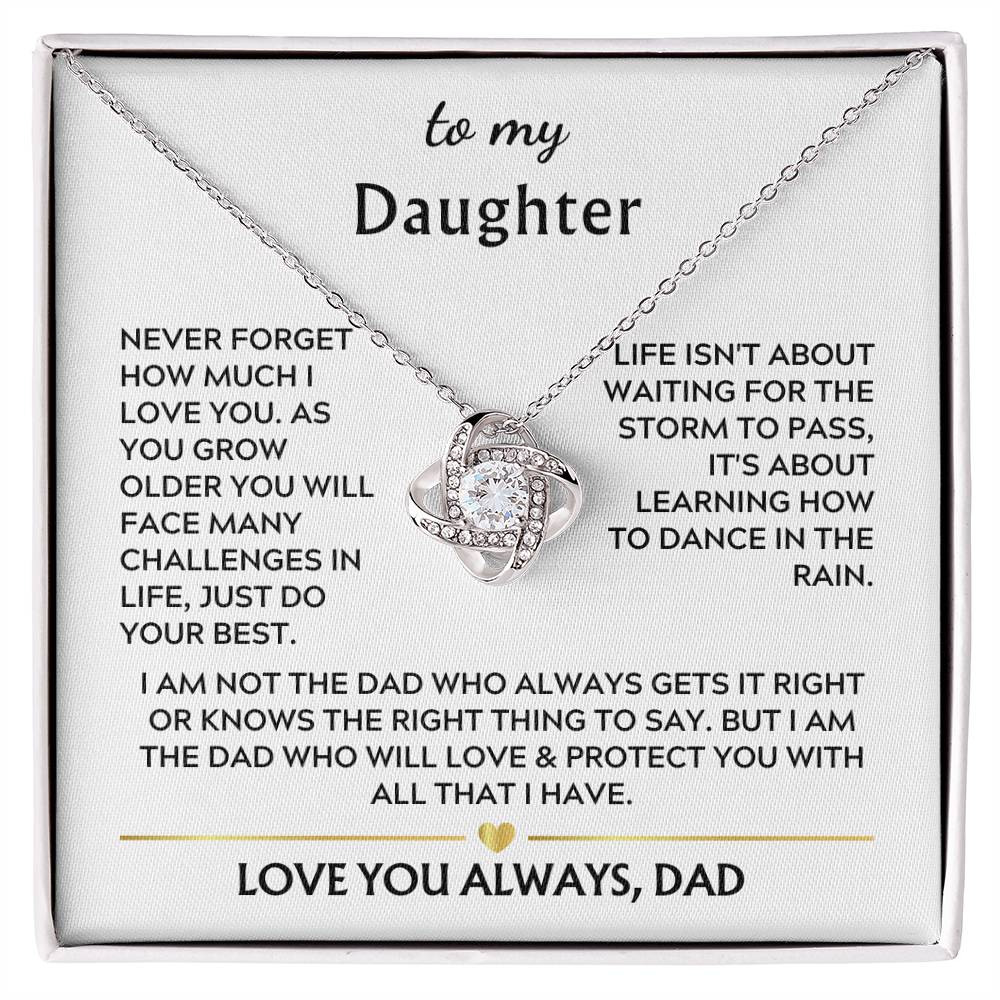 To Daughter from Dad Love Knot Necklace Gift