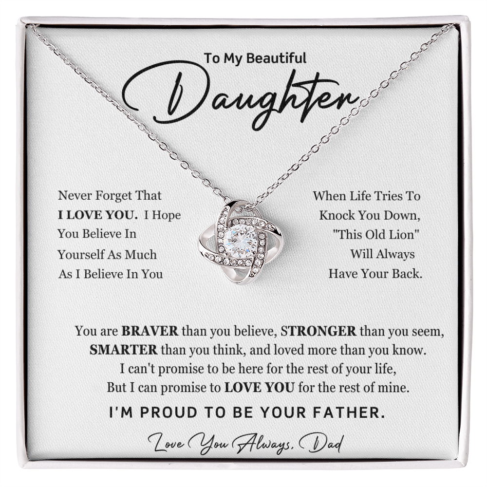 To My Daughter Love Knot Necklace