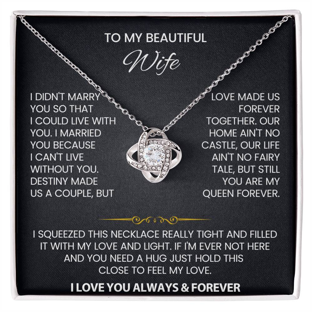 To My Beautiful Wife Love Knot Necklace