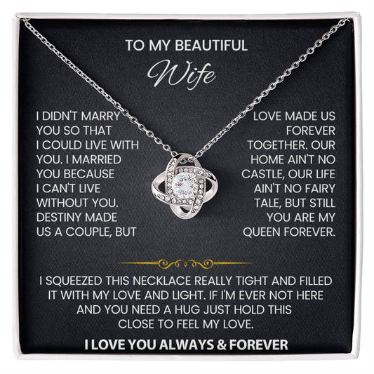 To My Beautiful Wife Love Knot Necklace