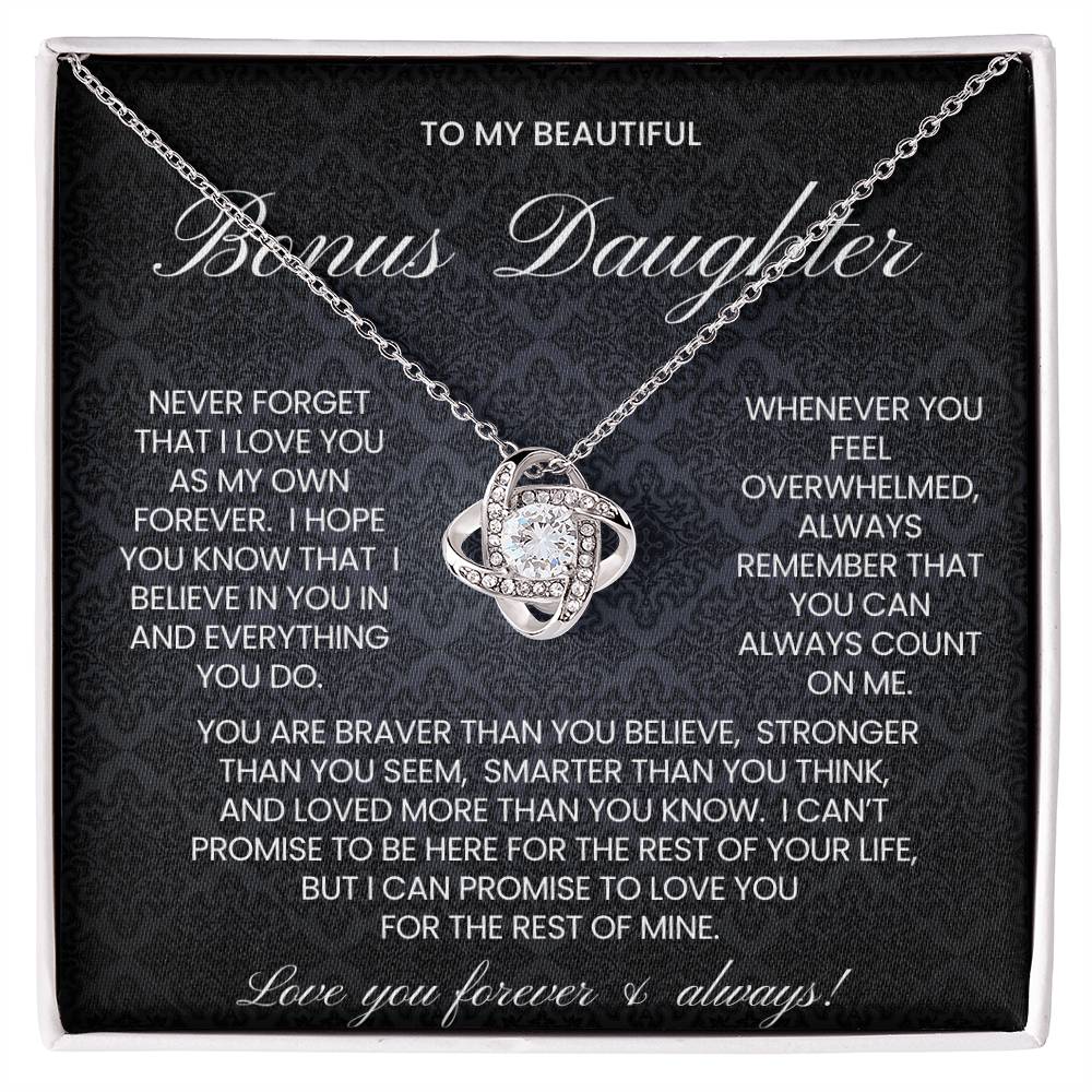 Bonus Daughter Love Knot Necklace Gift