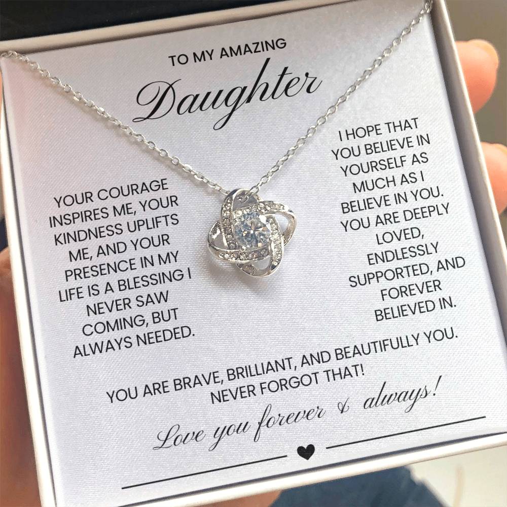 Daughter Love Knot Necklace Gift