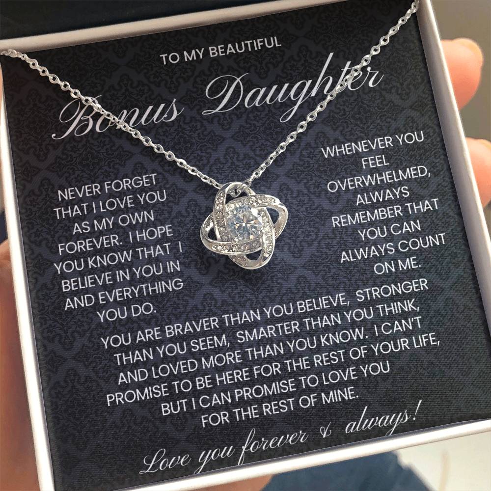 Bonus Daughter Love Knot Necklace Gift