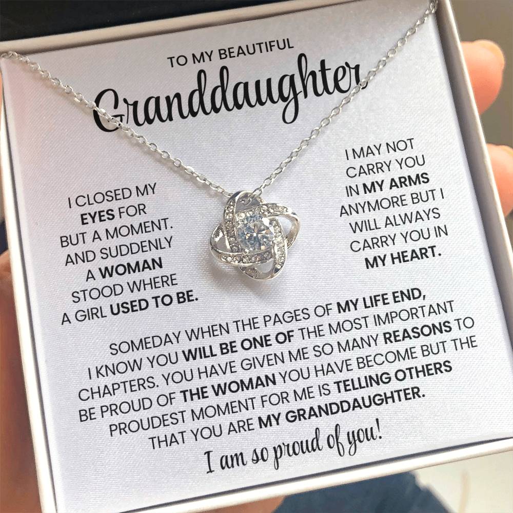 Granddaughter Love Knot Necklace Gift