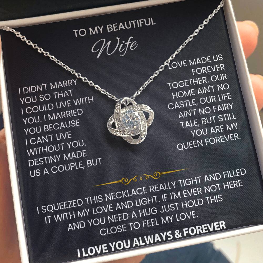 To My Beautiful Wife Love Knot Necklace