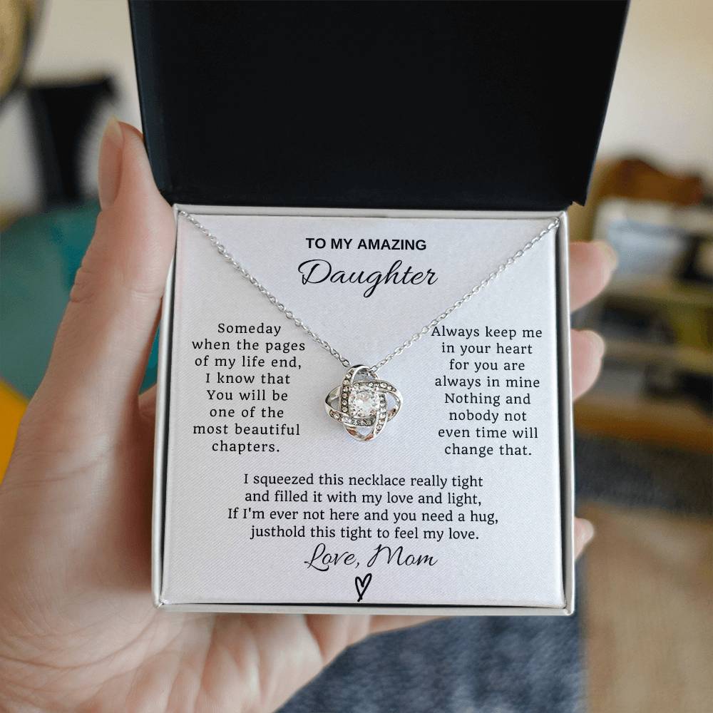 To My Daughter Love Knot Necklace From Mom