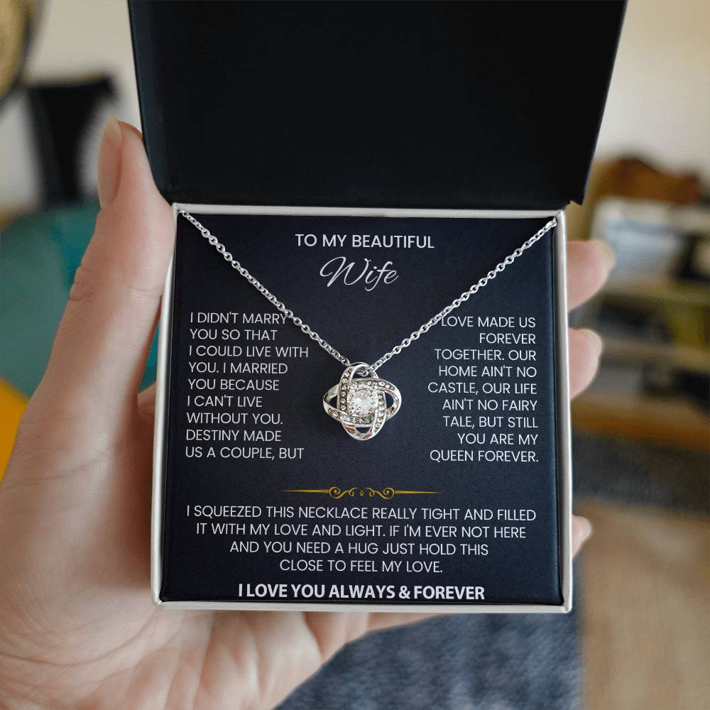 To My Beautiful Wife Love Knot Necklace