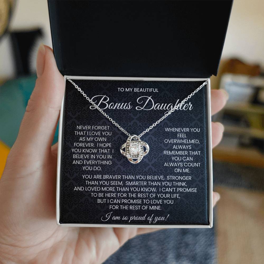 Bonus Daughter Love Knot Necklace Gift