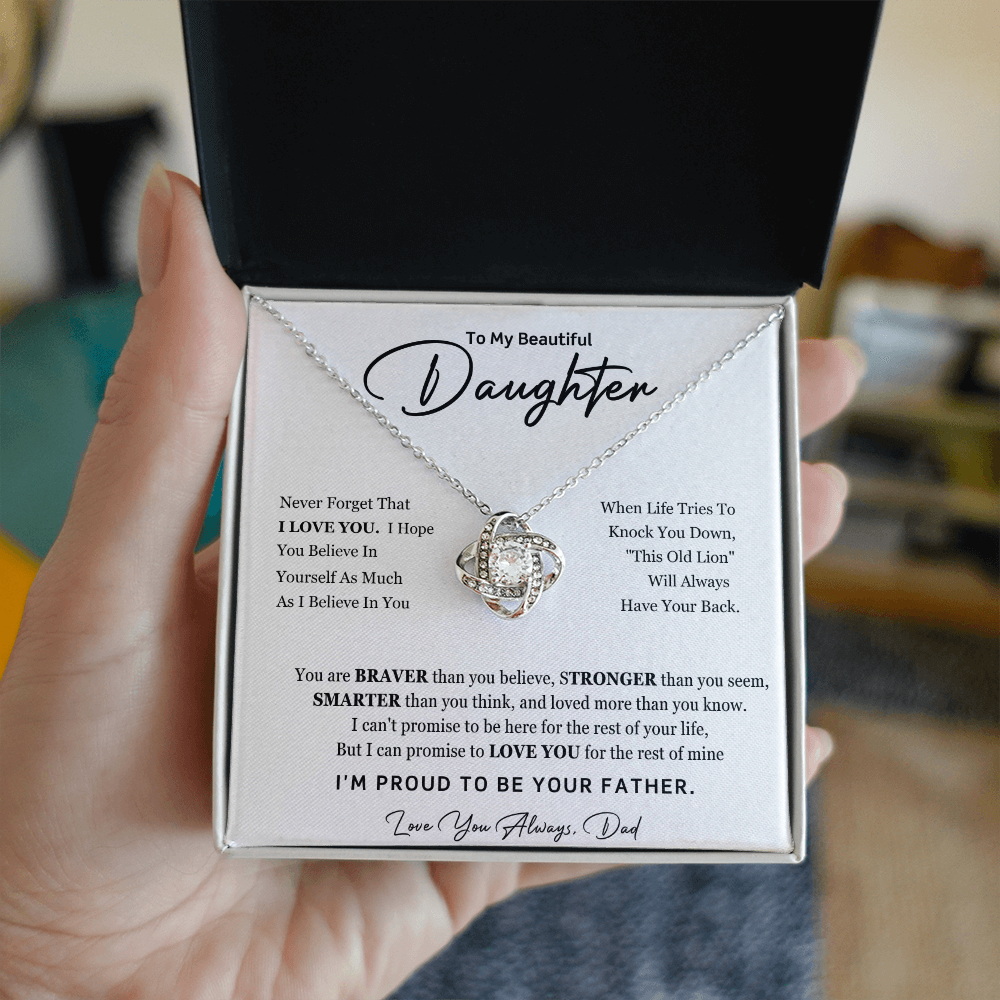 To My Daughter Love Knot Necklace