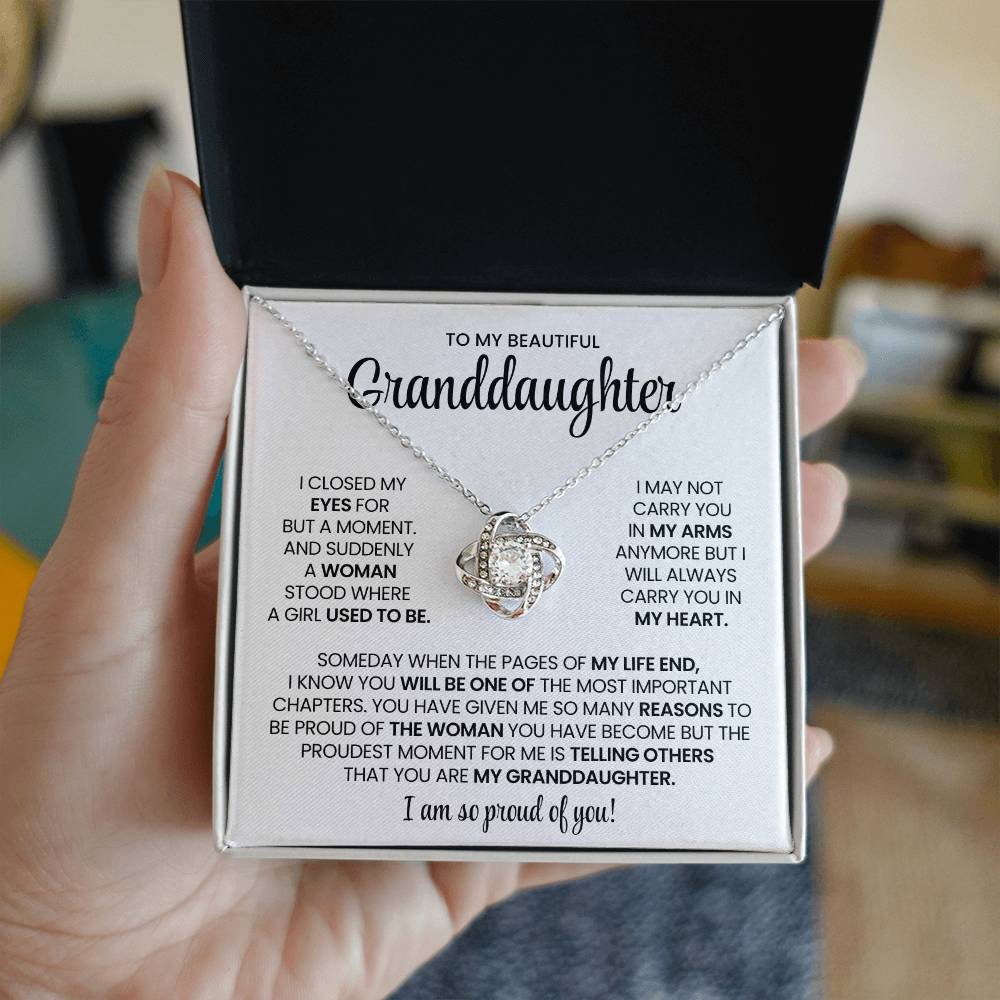 Granddaughter Love Knot Necklace Gift