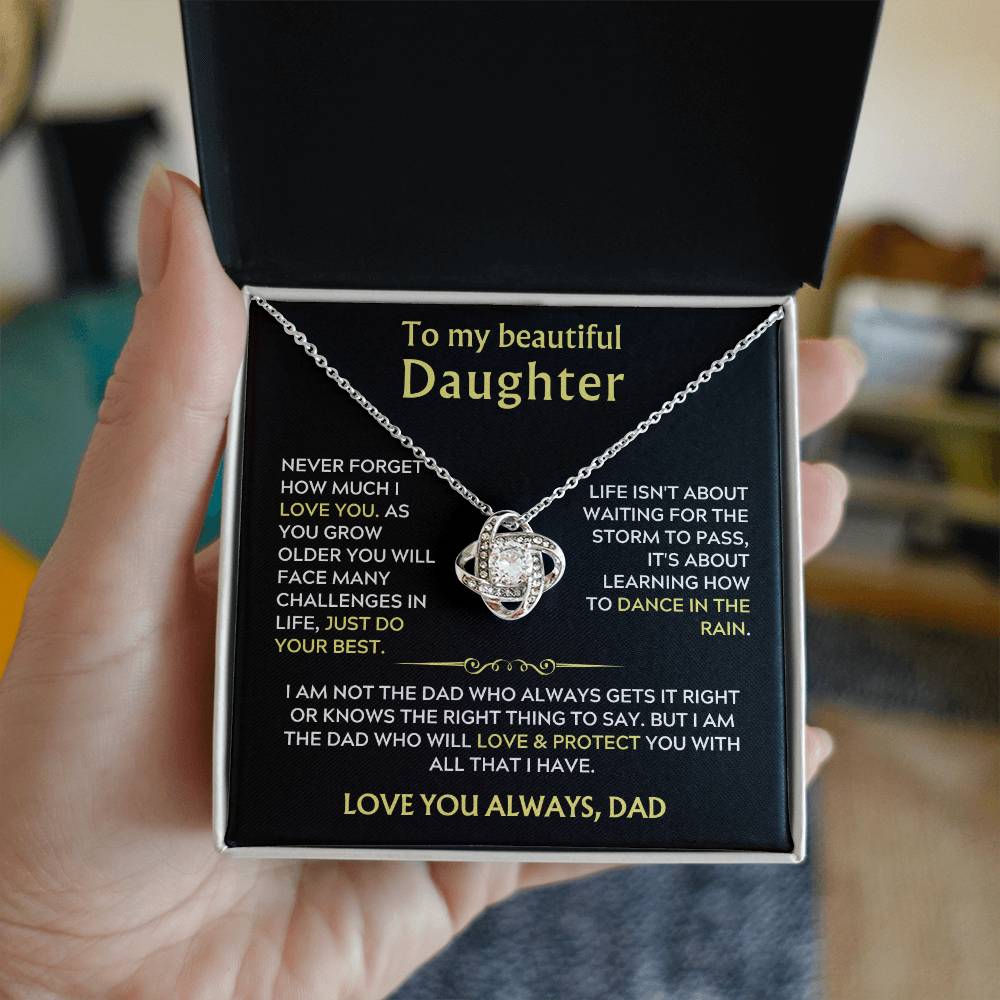 Dad to Daughter Love Knot Necklace Gift