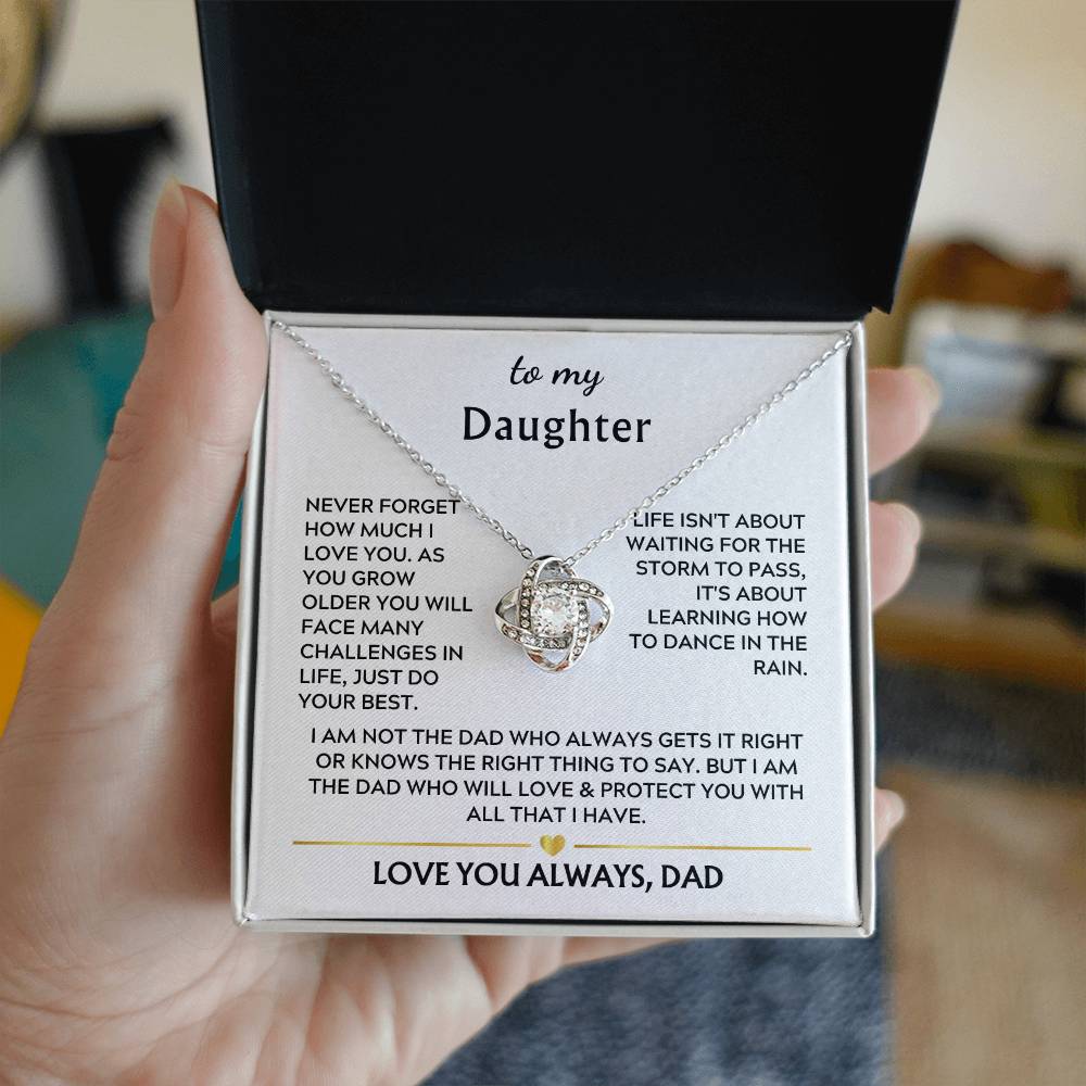 To Daughter from Dad Love Knot Necklace Gift