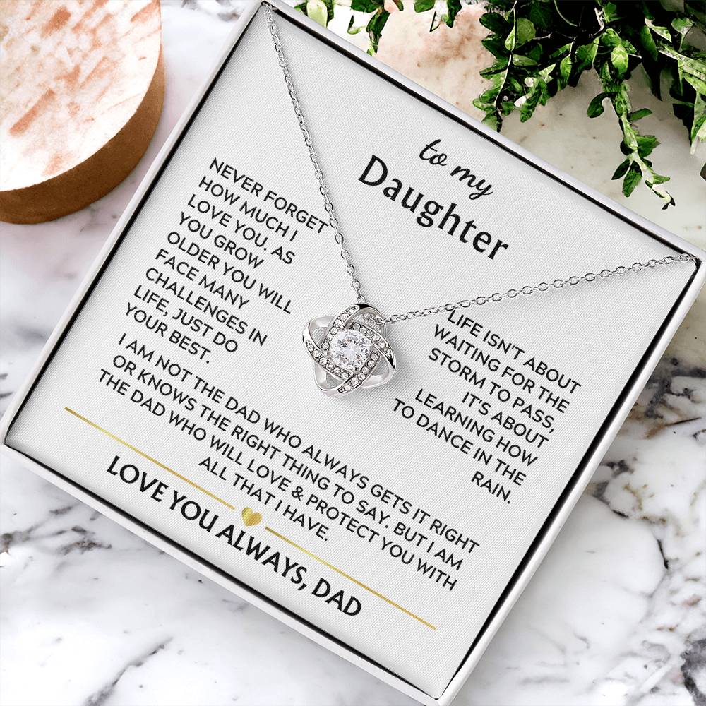 To Daughter from Dad Love Knot Necklace Gift
