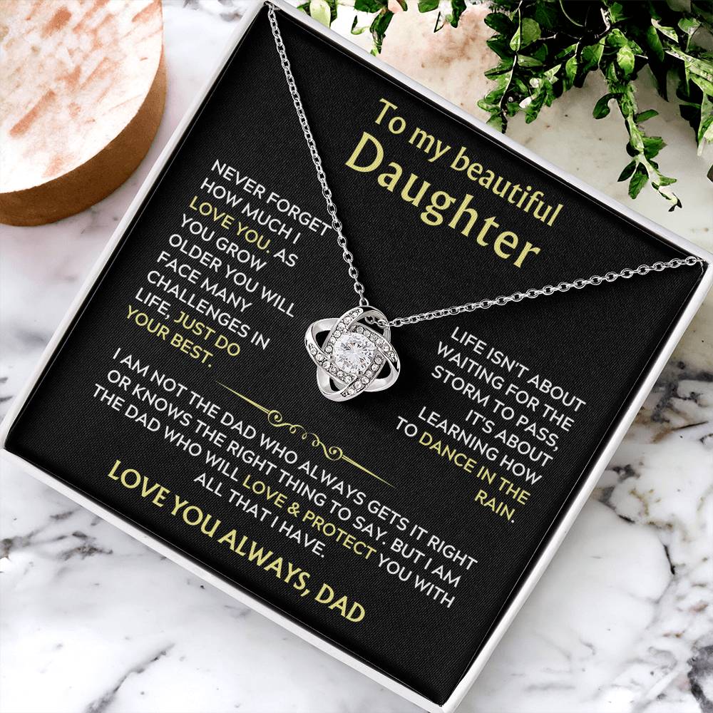 Dad to Daughter Love Knot Necklace Gift