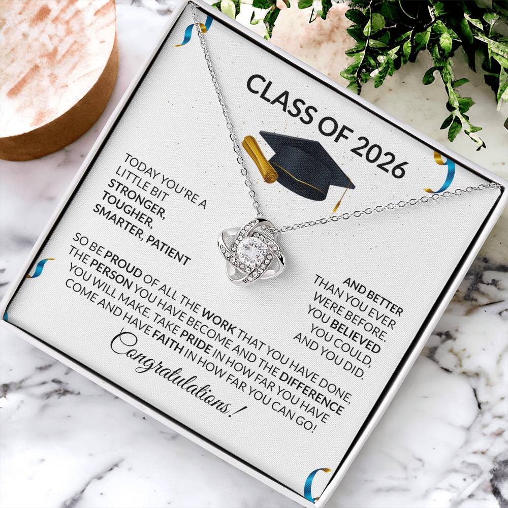 Class of 2026 Graduation Love Knot Necklace