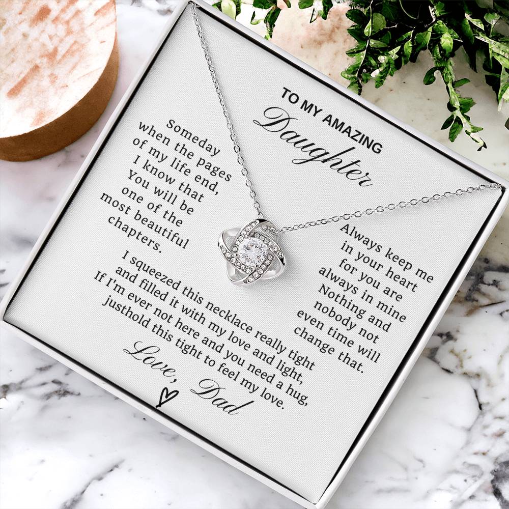 To My Daughter Love Knot Necklace