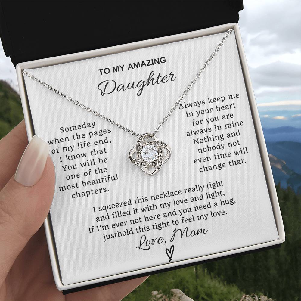 To My Daughter Love Knot Necklace From Mom