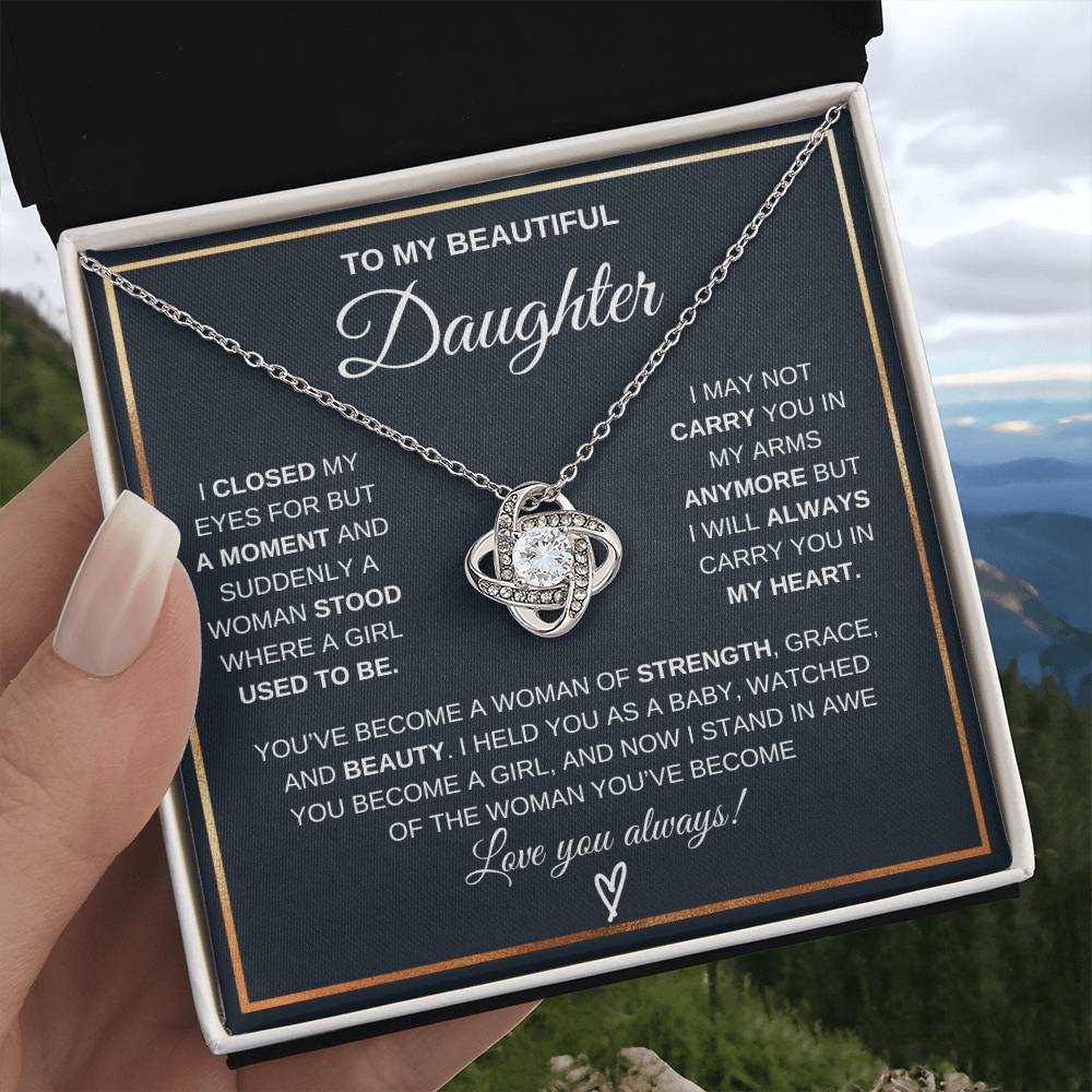 To My Daughter Love Knot Necklace