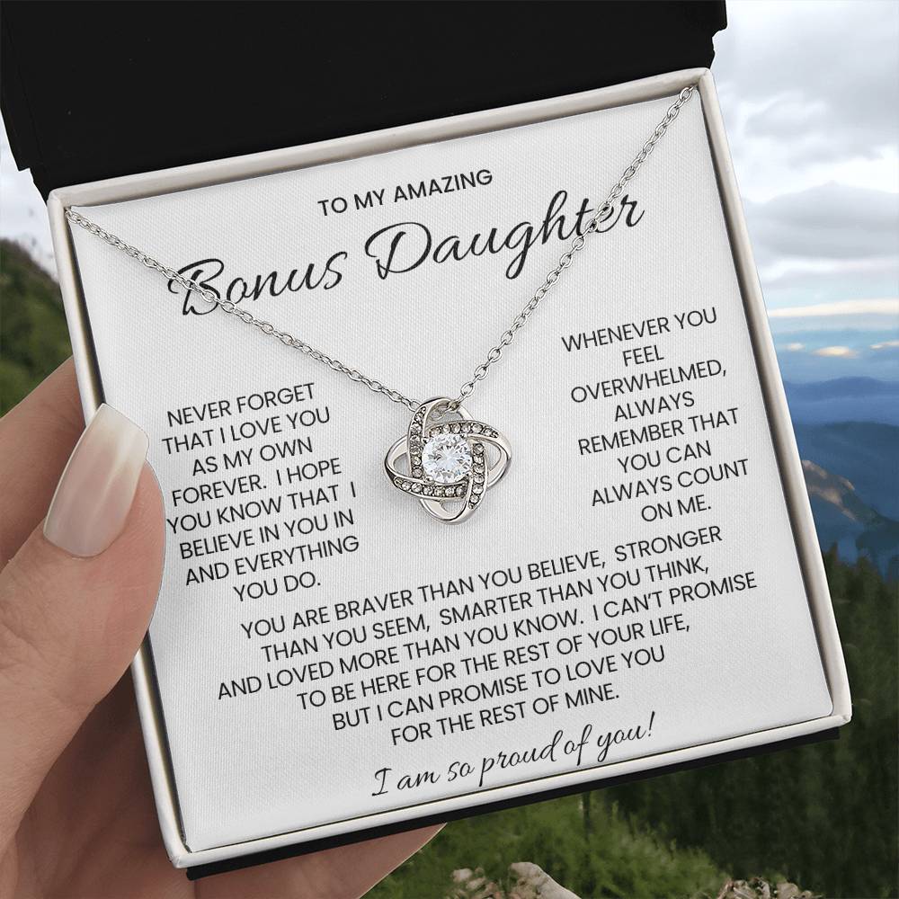 Bonus Daughter Love Knot Necklace Gift